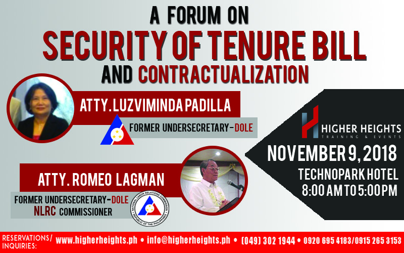 A FORUM ON SECURITY OF TENURE BILL AND CONTRACTUALIZATION